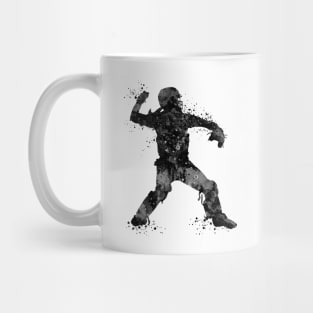 Girl Baseball Catcher Black and White Silhouette Mug